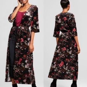 🌺Floral Burnout Velvet Tie Kimono Duster Cardigan